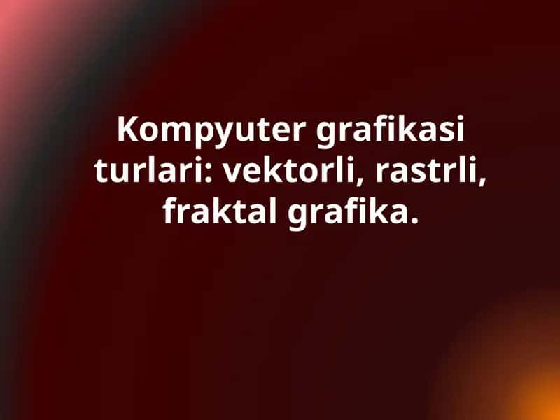 Kompyuter grafikasi turlari
