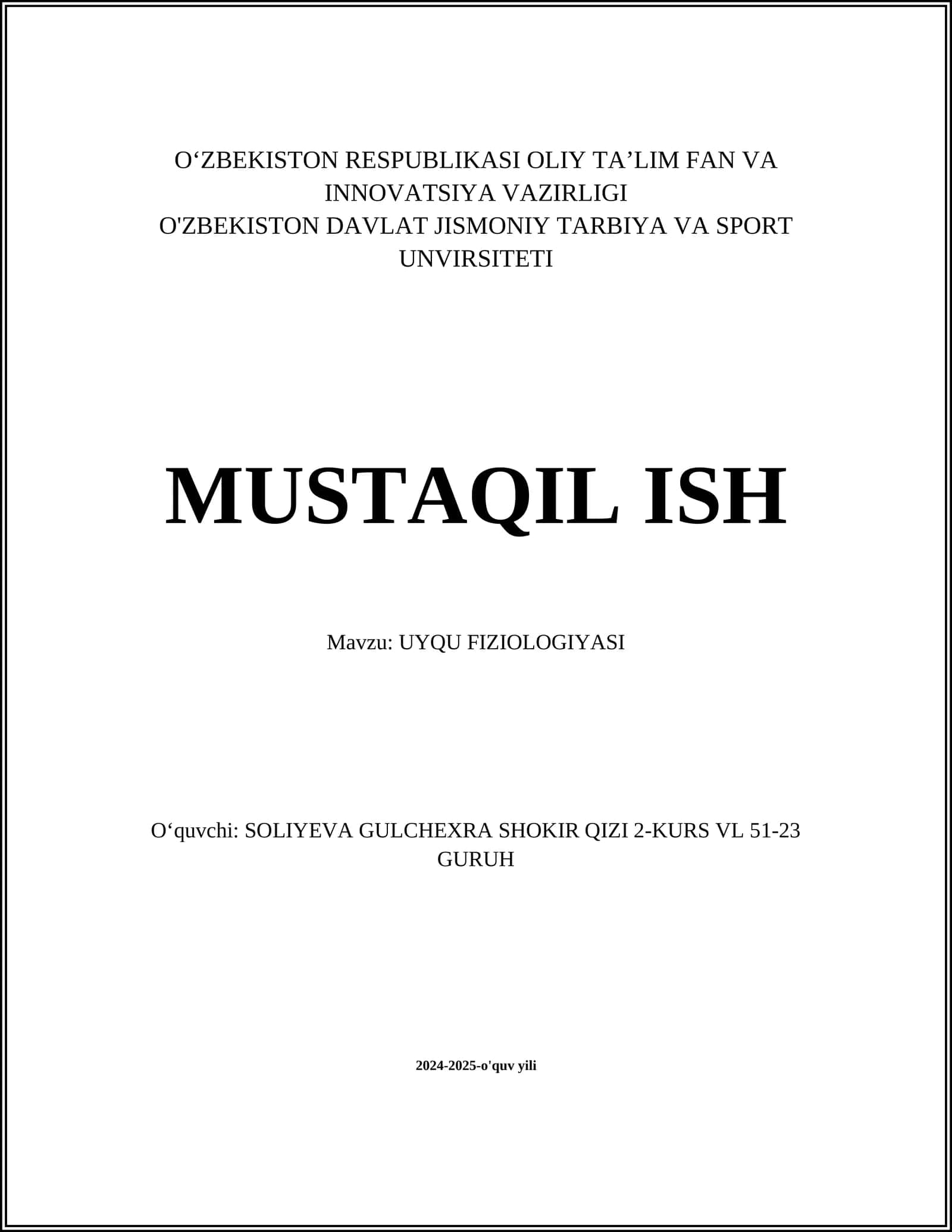 UYQU FIZIOLOGIYASI