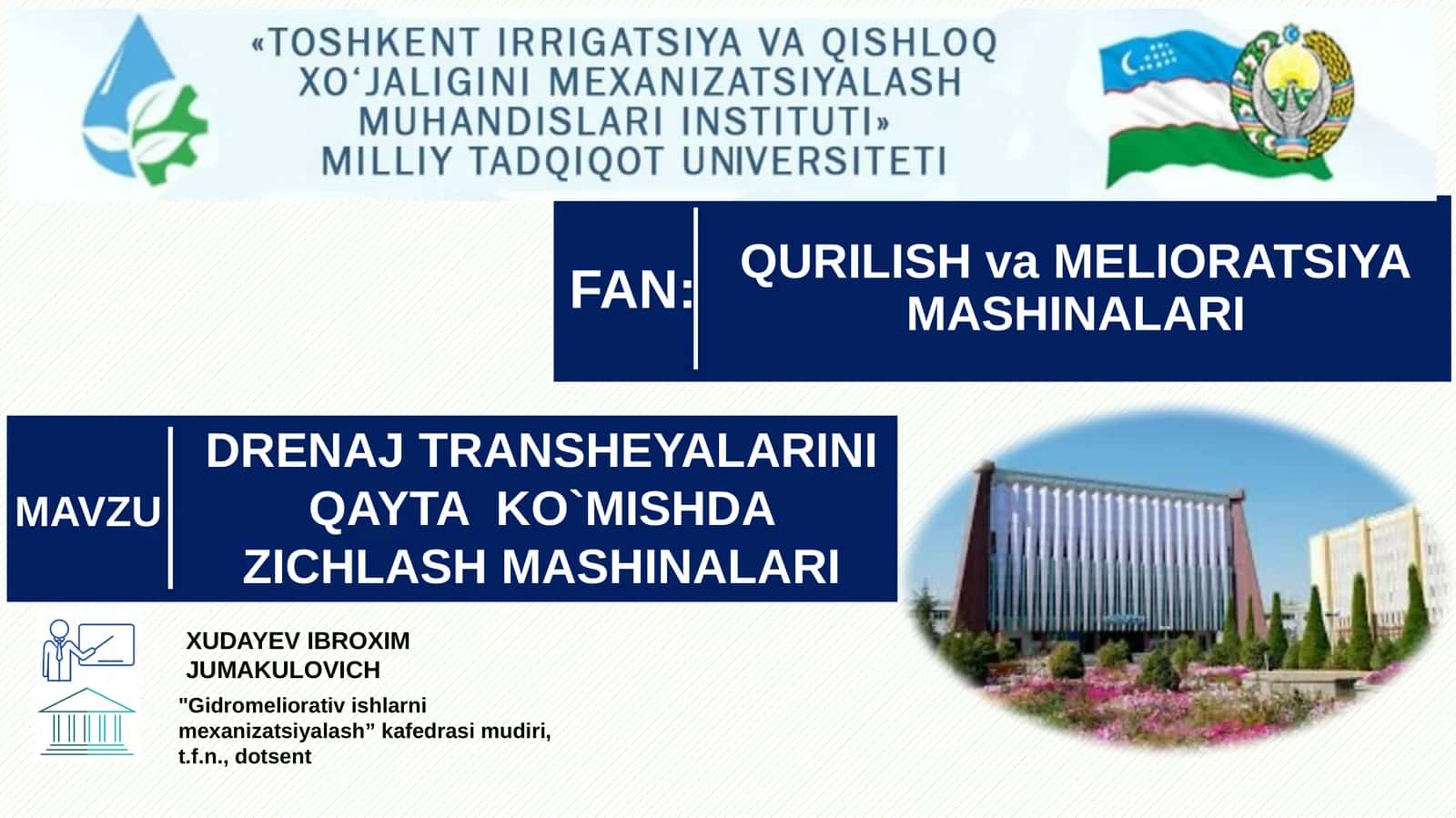 DRENAJTRANSHEYALARINIQAYTA KO`MISHDA ZICHLASH MASHINALARI