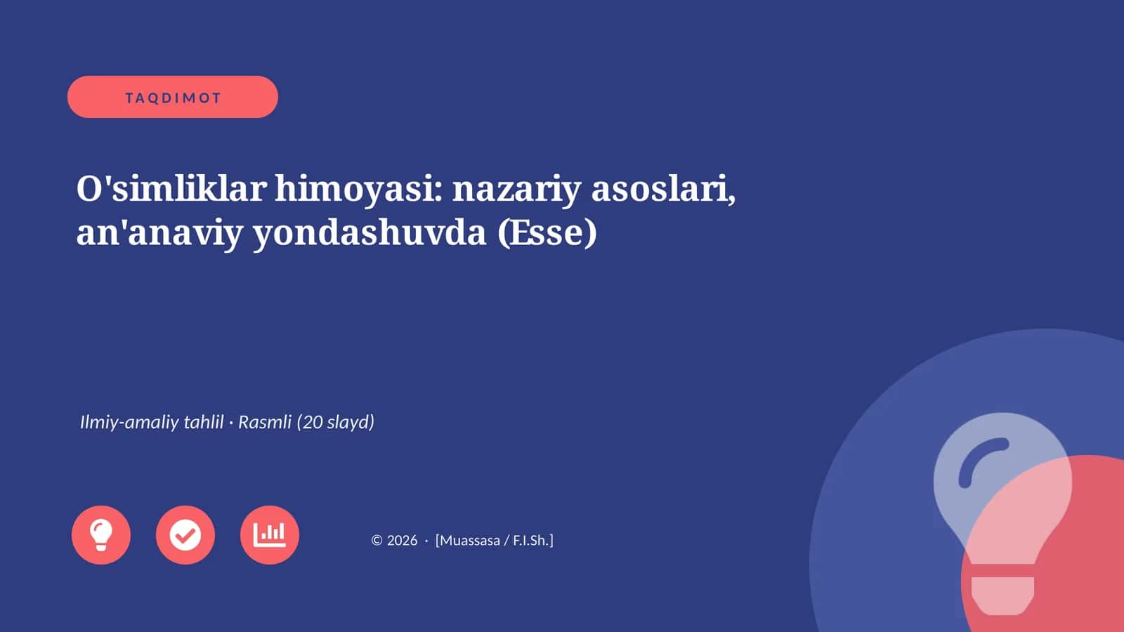 O'simliklar himoyasi: nazariy asoslari, an'anaviy yondashuvda (Esse)