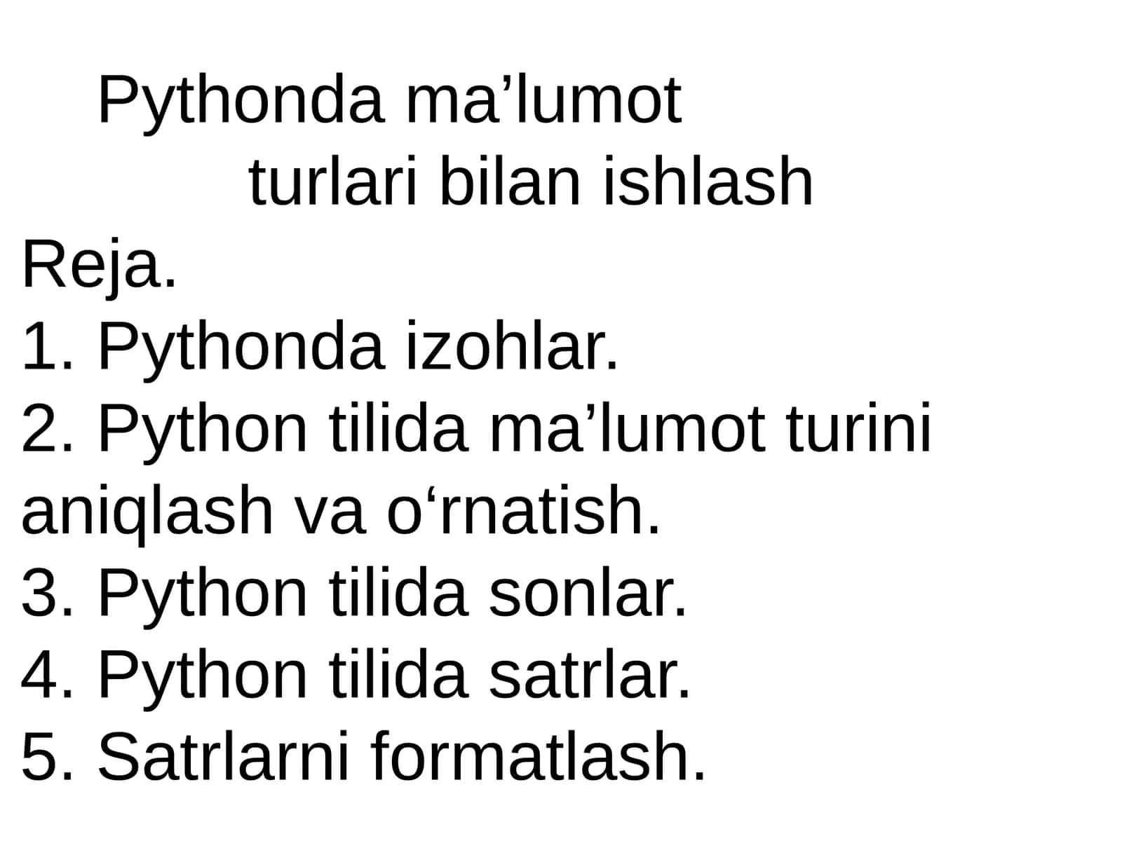 Pythonda ma’lumotturlari bilan ishlash