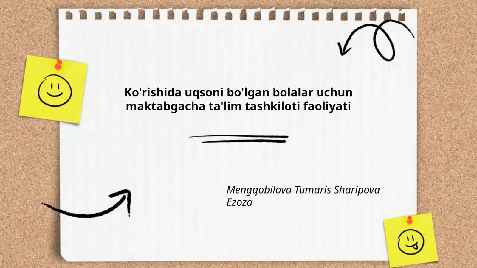 Ko'rishida uqsoni bo'lgan bolalar uchun maktabgacha ta'lim tashkiloti faoliyati