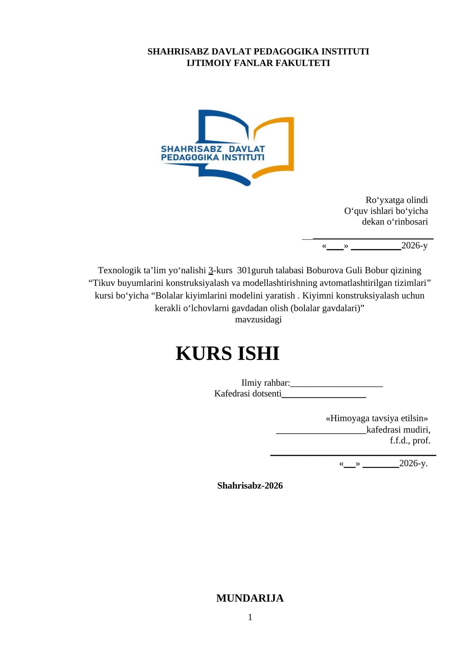 Bolalar kiyimlarini modelini yaratish. Kiyimni konstruksiyalash uchun kerakli o‘lchovlarni gavdadan olish (bolalar gavdalari)