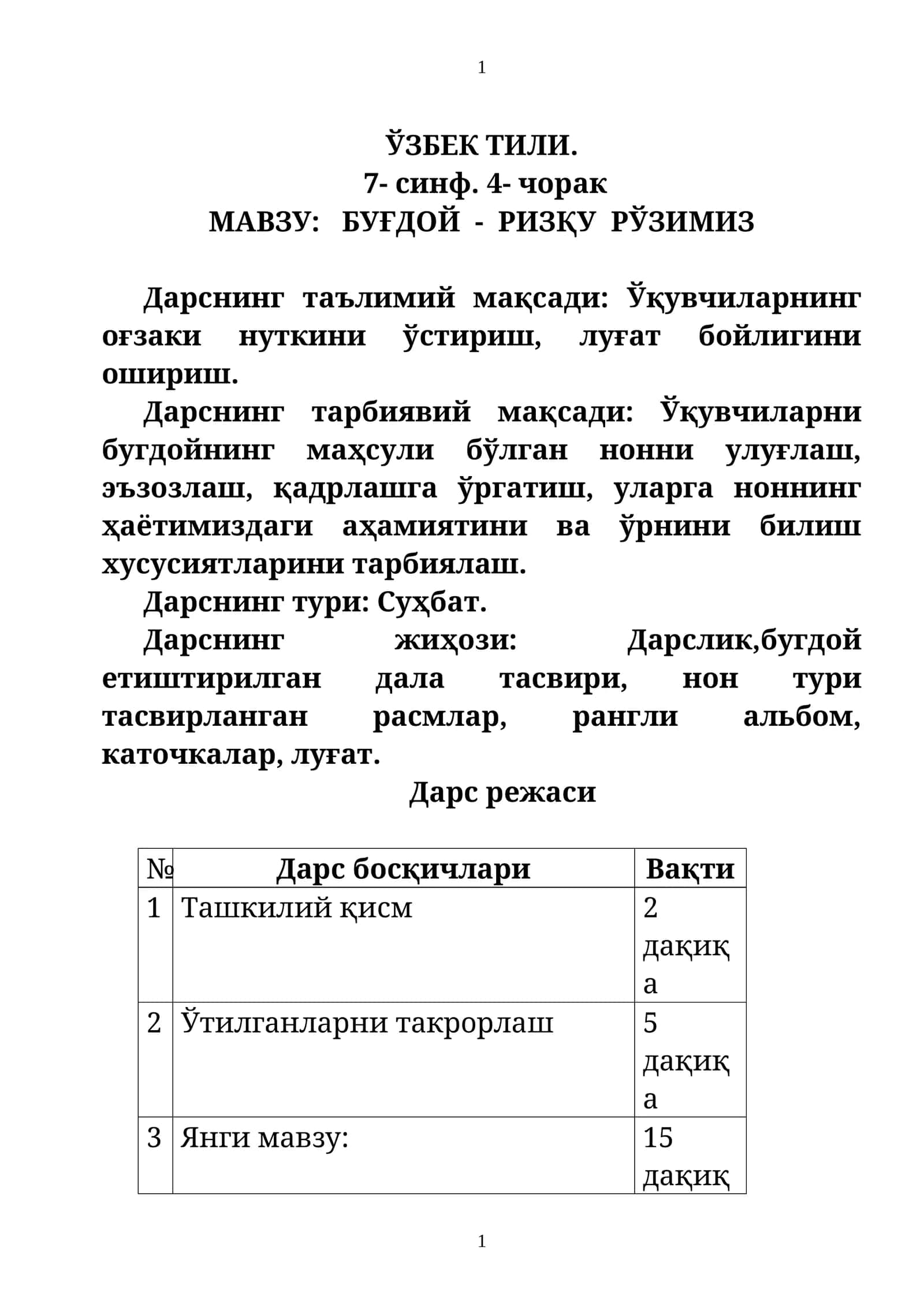 Бугдой - ризқу рўзимиз