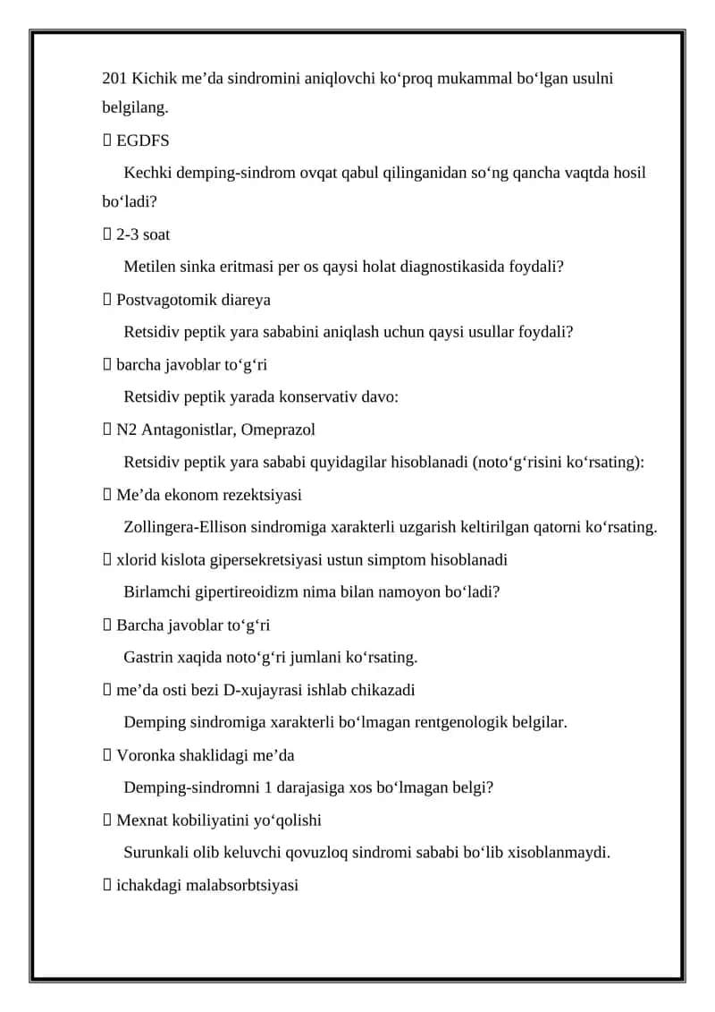 201 Kichik me’da sindromi
