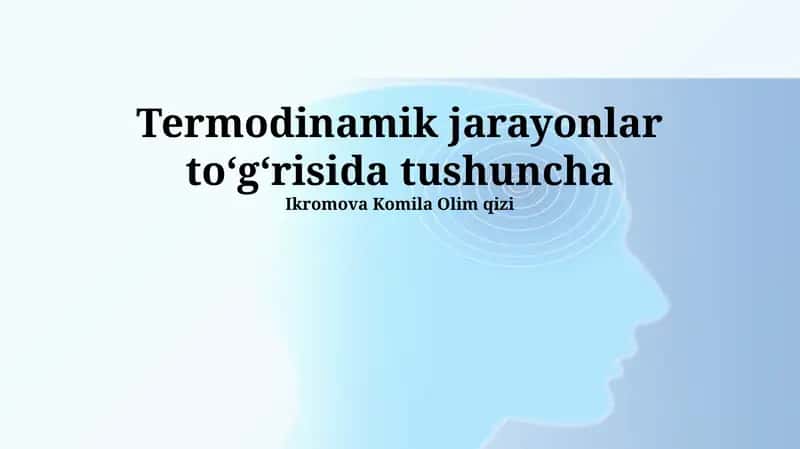 Termodinamik jarayonlar tushunchasi