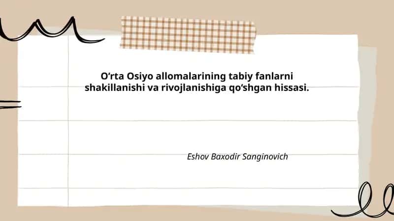 Al-Biruniy va uning tabiatshunoslikka qo‘shgan hissasi