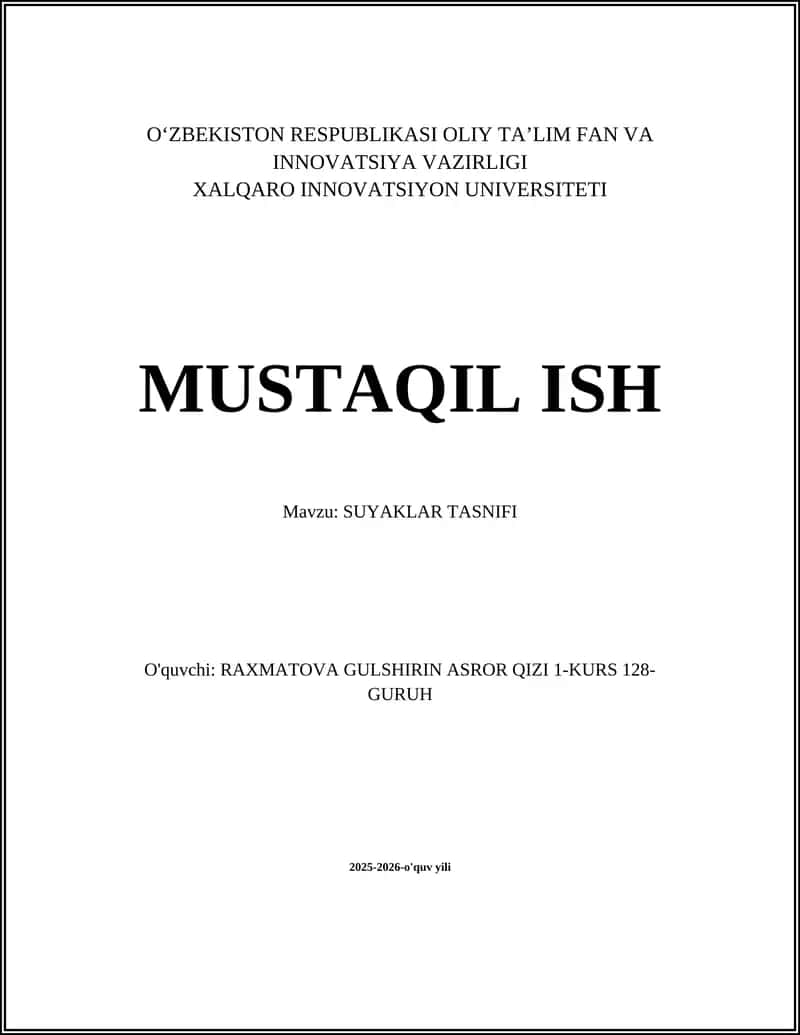 SUYAKLAR TASNIFI