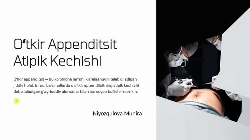 Oʻtkir Appenditsit Atipik Kechishi