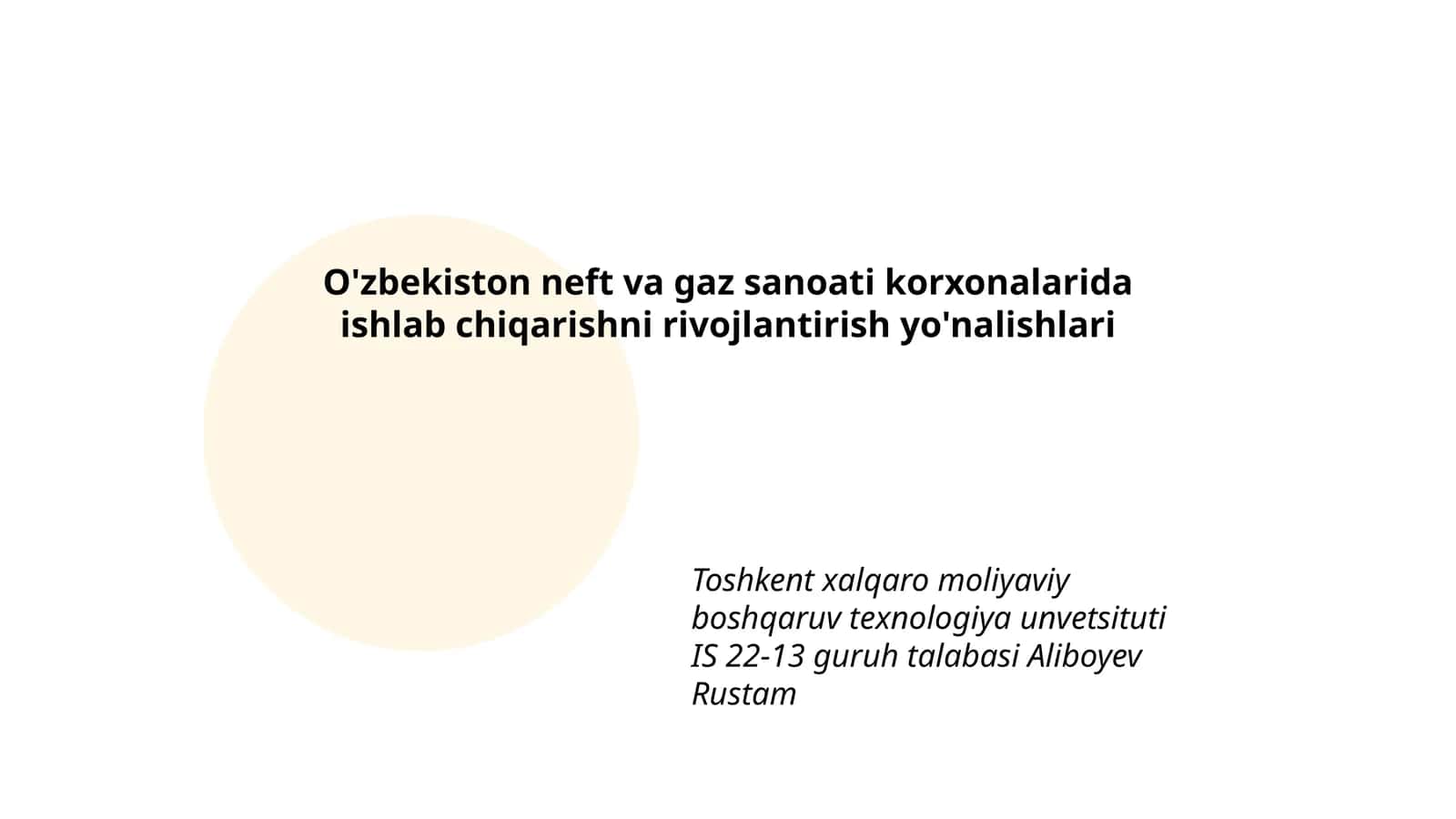 O'zbekiston neft va gaz sanoati korxonalarida ishlab chiqarishni rivojlantirish yo'nalishlari