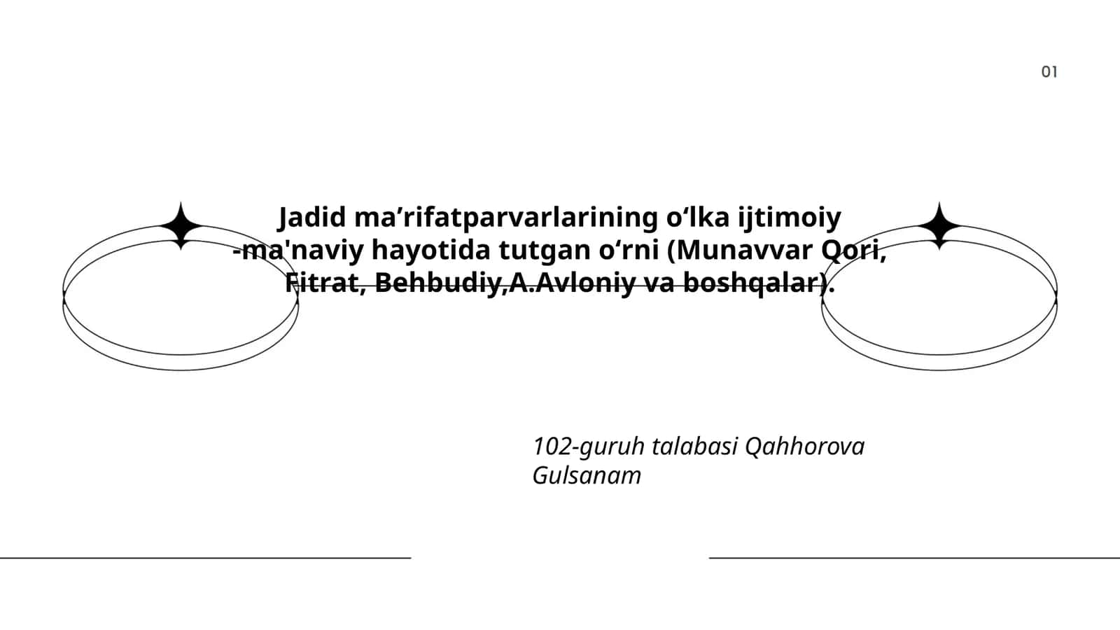 Jadid maʼrifatparvarlarining oʻlka ijtimoiy -ma'naviy hayotida tutgan oʻrni (Munavvar Qori, Fitrat, Behbudiy, A.Avloniy va boshqalar)