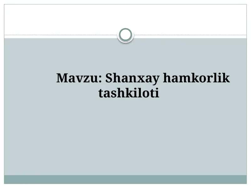 Shanxay xalqaro tashkiloti