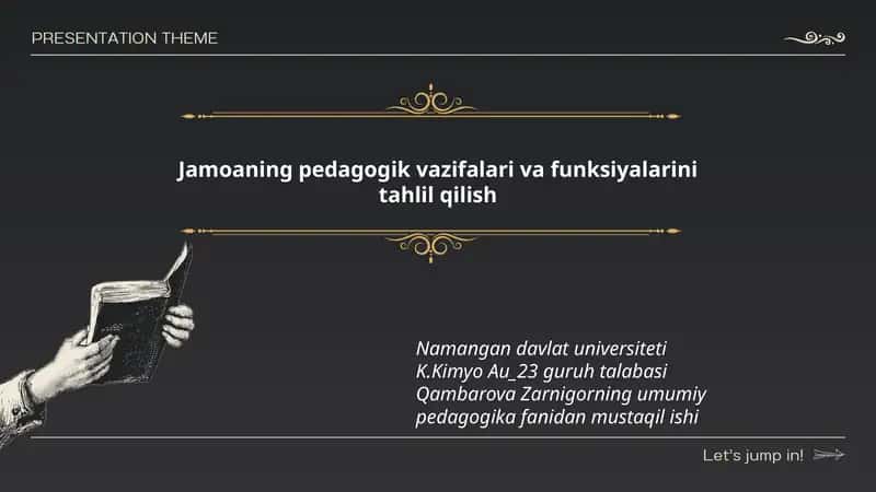 Pedagogik vazifalar va funksiyalar tahlili