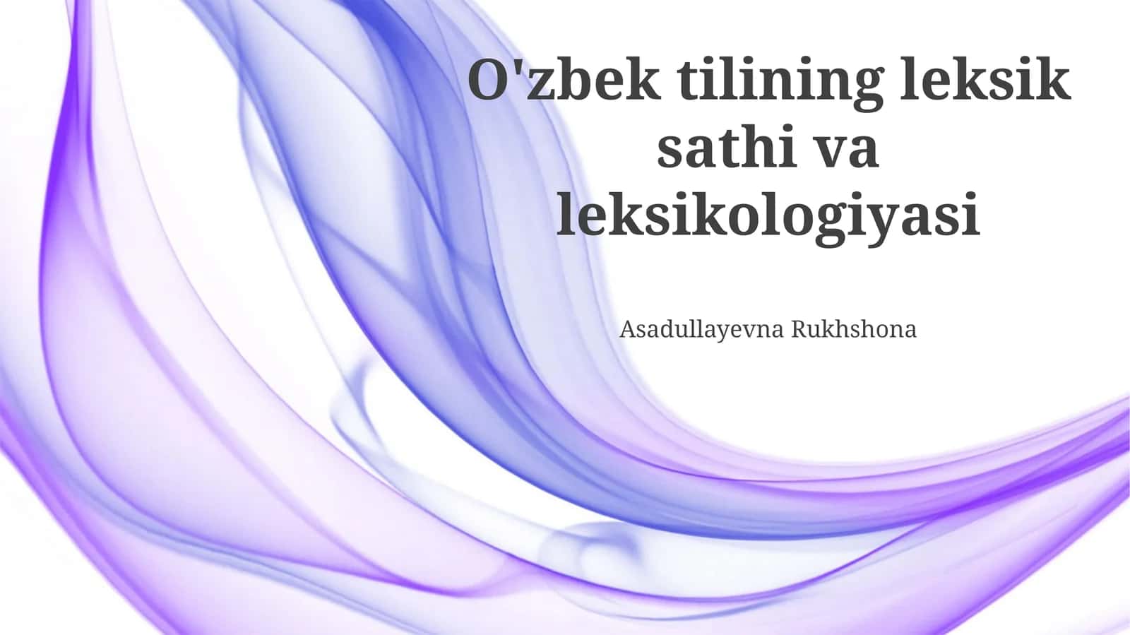 O'zbek Leksikasining Sotsiolingvistikasi