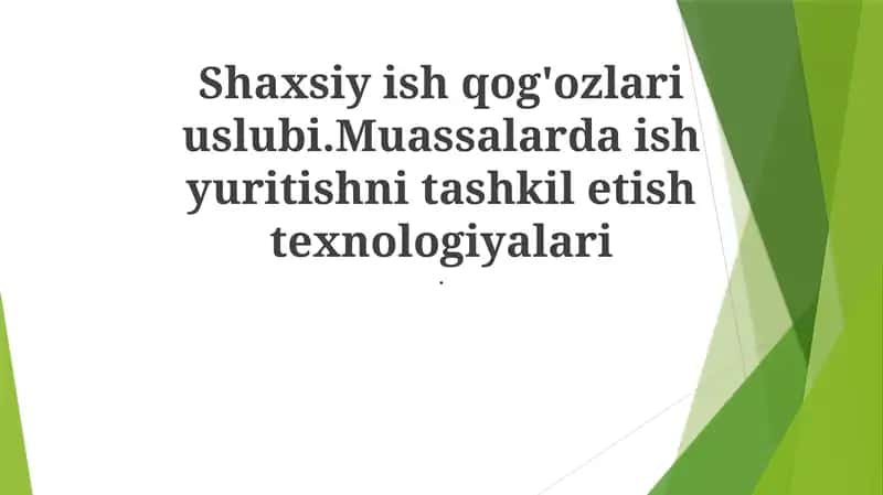 Shaxsiy Ish Qog'ozlari Uslubi