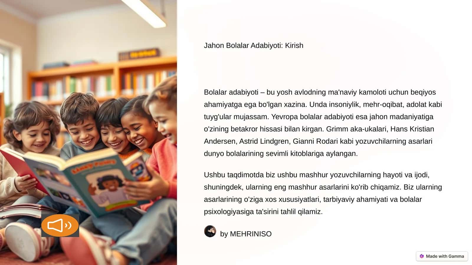 Jahon Bolalar Adabiyoti: Kirish