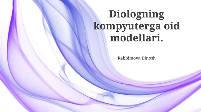 Dialogning kompyuterga oid modellari
