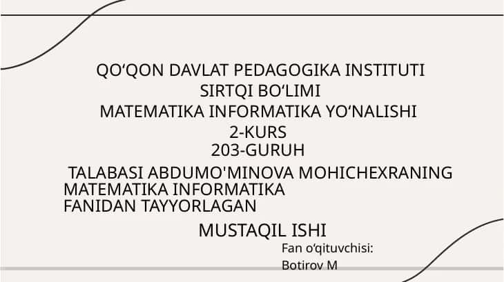 Mobil texnologiyalrning tizimli,amali dasturiy ta'minoti