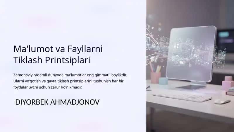 Ma'lumot va Fayllarni Tiklash Printsiplari