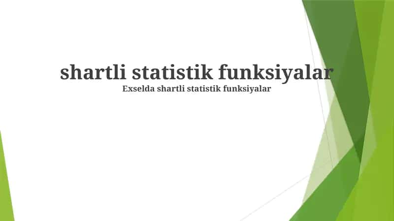 Shartli Statistik Funktsiyalar