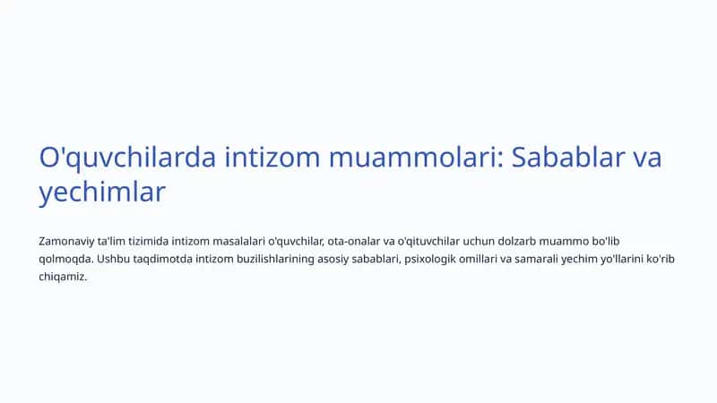 Intizom muammolari