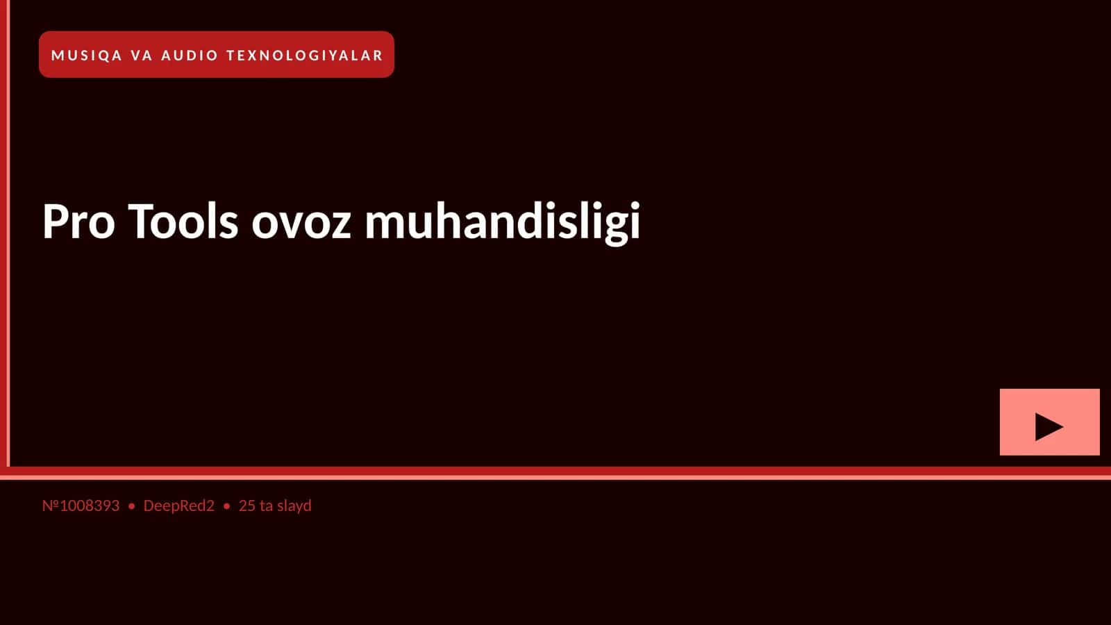 Pro Tools ovoz muhandisligi