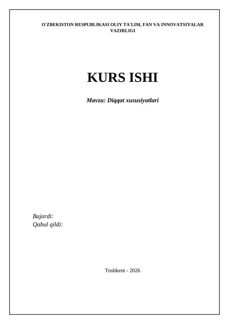 Diqqat xususiyatlari