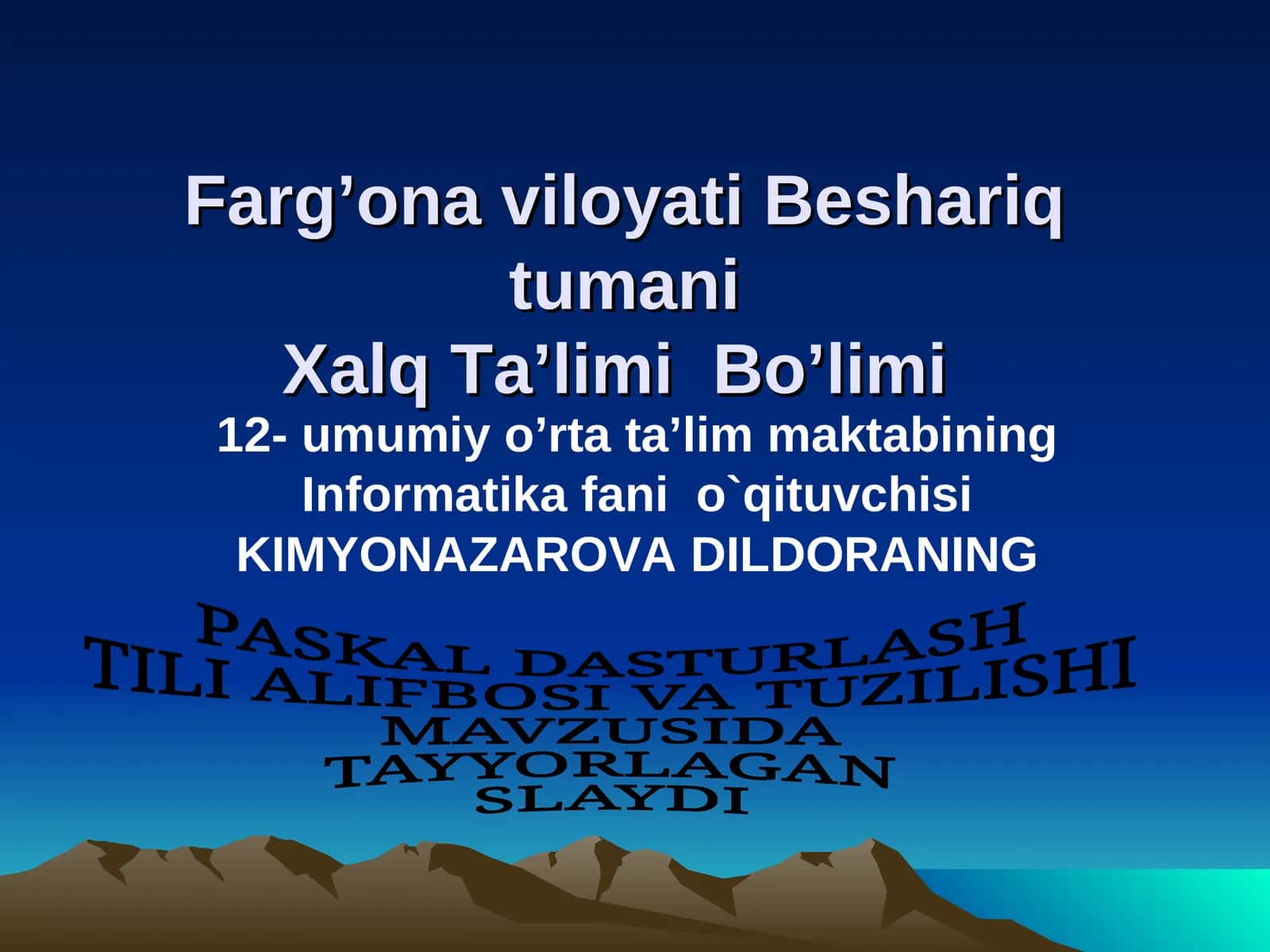 Paskal Dasturlash Tili Alifbosi va Tuzilishi Slaydi