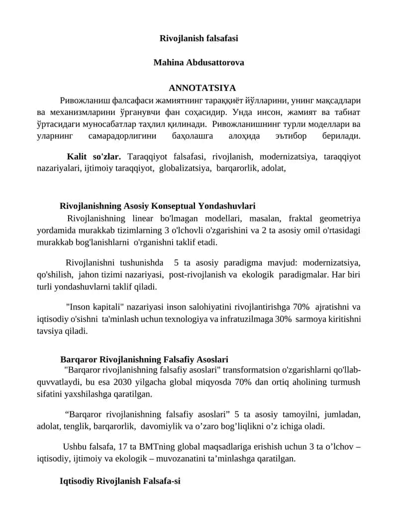 Rivojlanish falsafasi