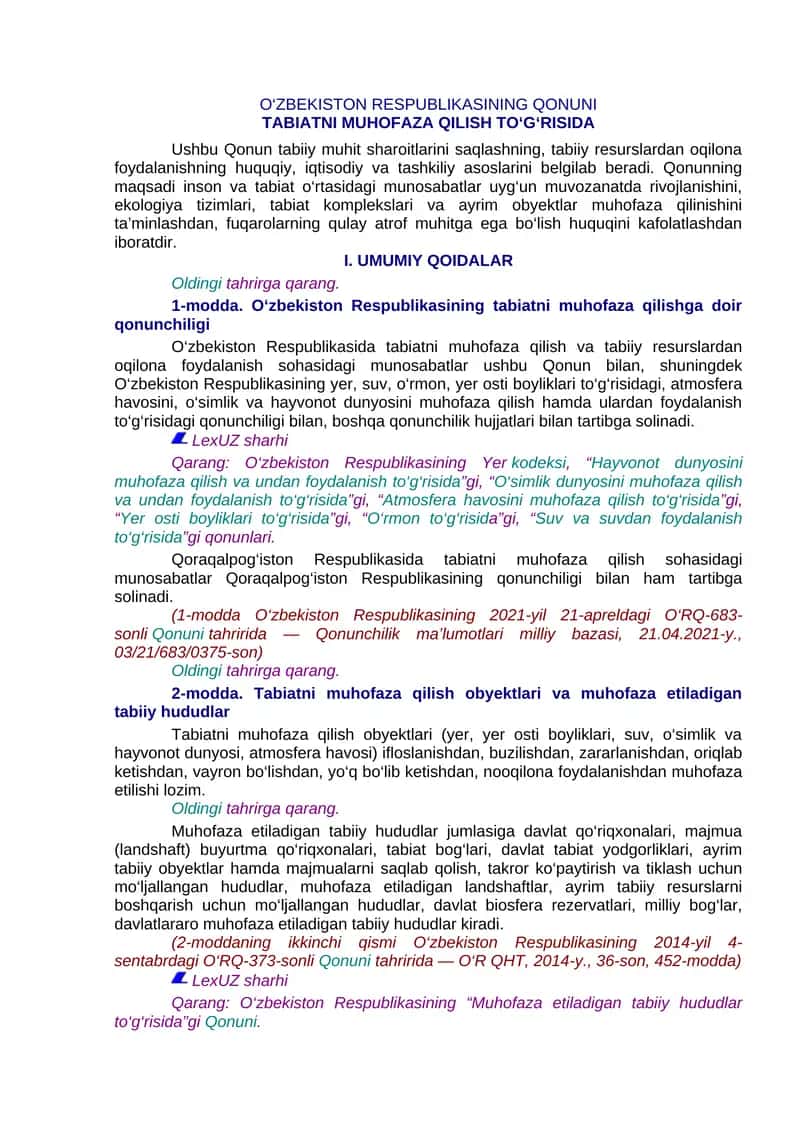 Tabiatni muhofaza qilish to‘g‘risida