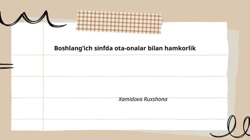 Boshlang’ich sinfda ota-onalar bilan hamkorlik