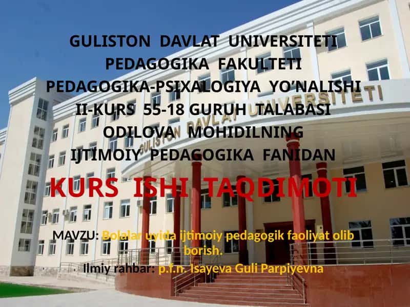 Bolalar uyida ijtimoiy pedagogik faoliyat
