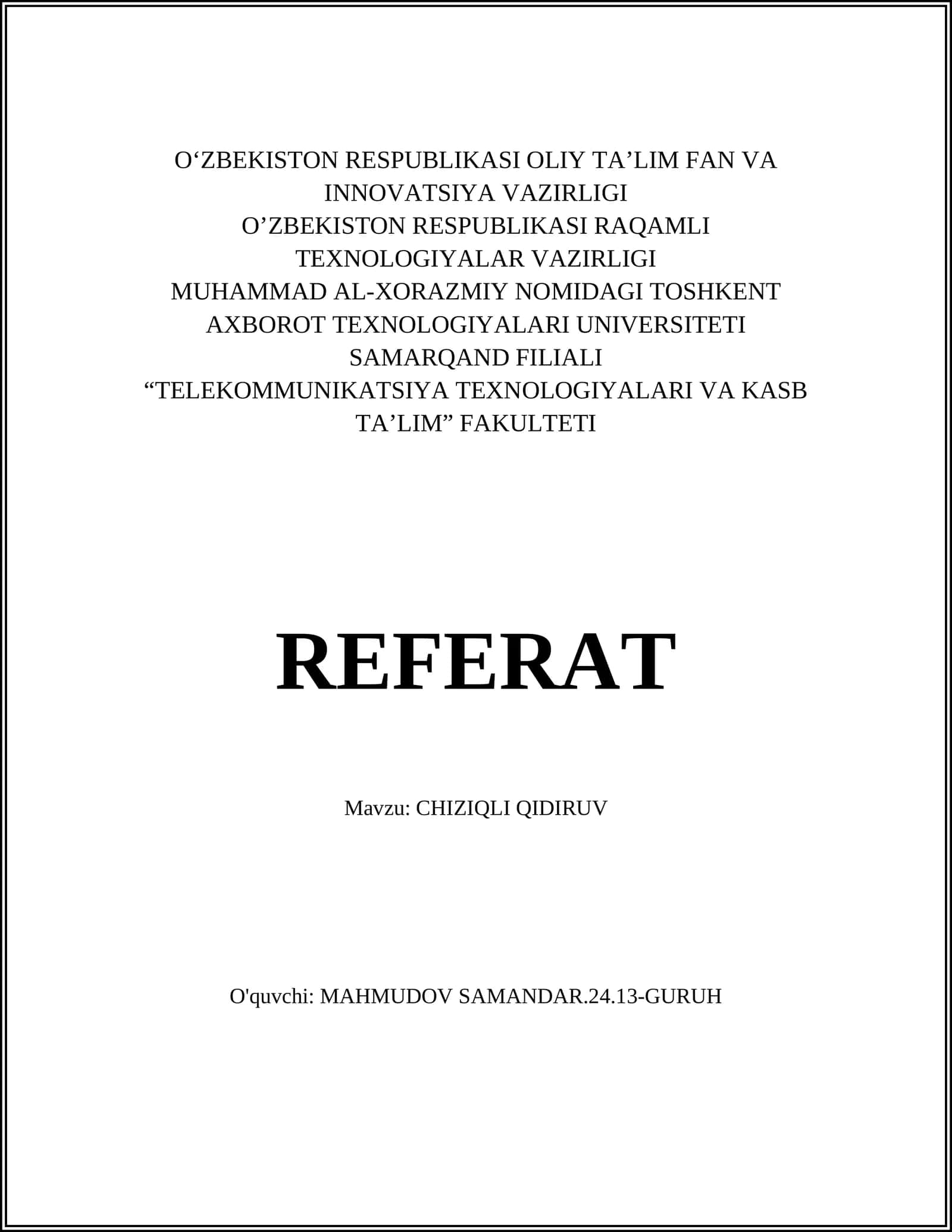 CHIZIQLI QIDIRUV