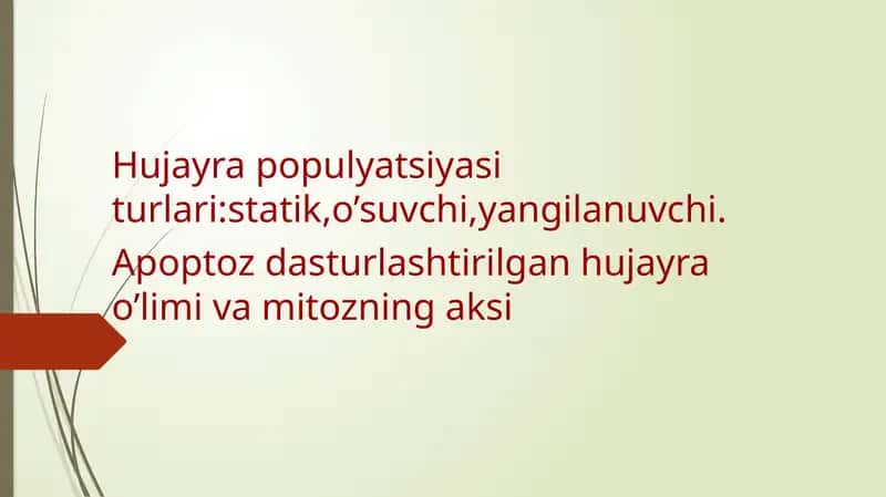 Hujayra populyatsiyasi turlari