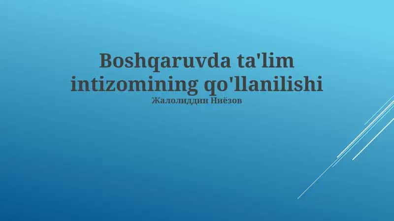 Menajment ta'limi sohasida texnologiyalardan foydalanish