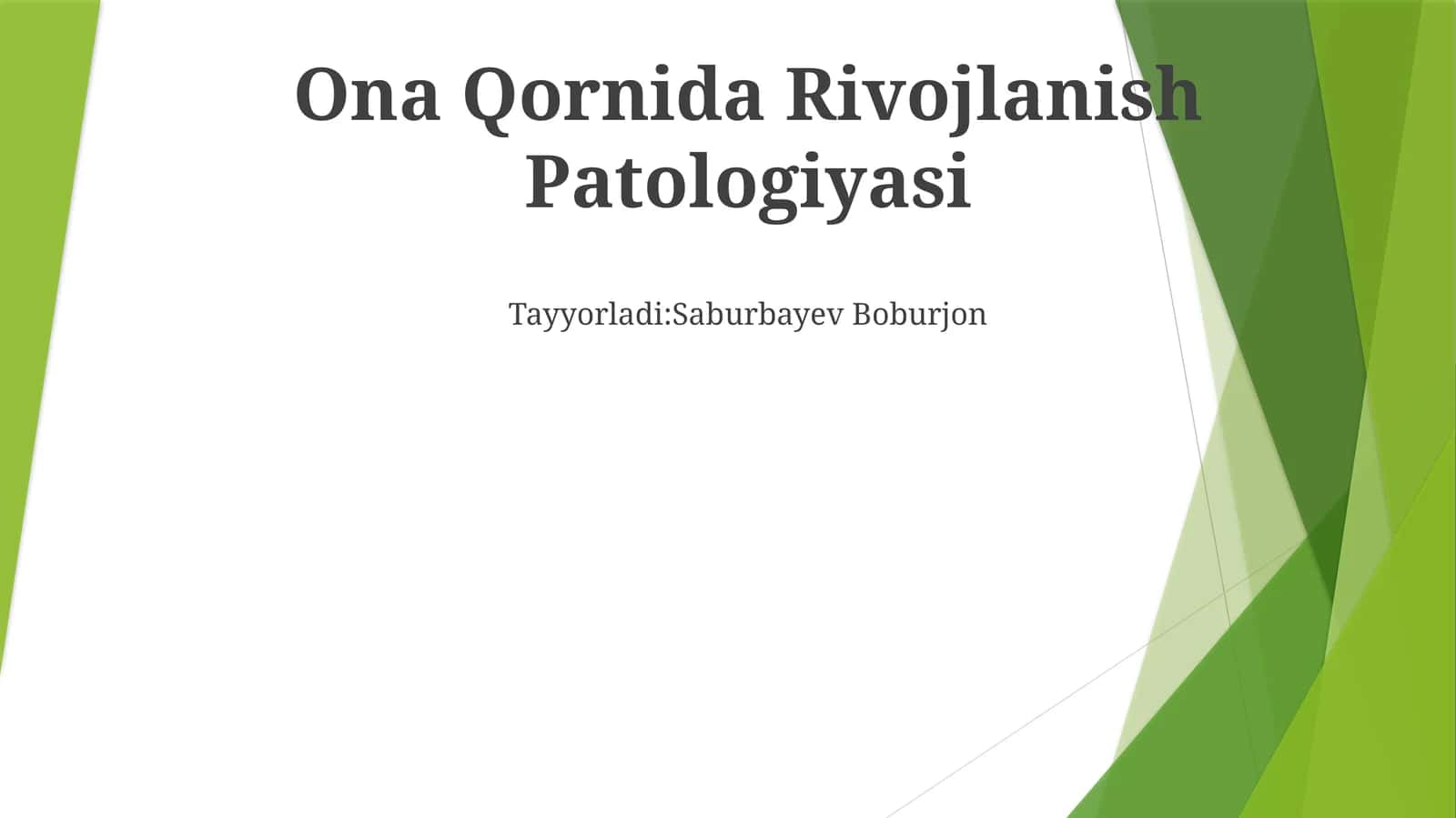 Ona Qornida Rivojlanish Patologiyasi