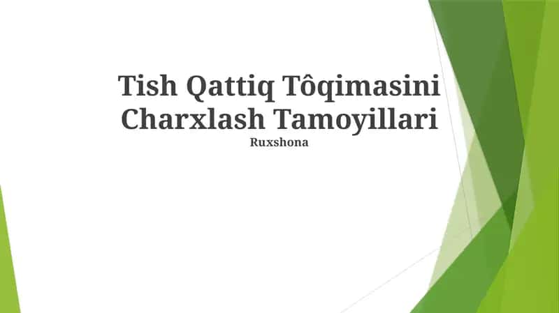 Tish Qattiq Tôqimasini Charxlash Tamoyillari