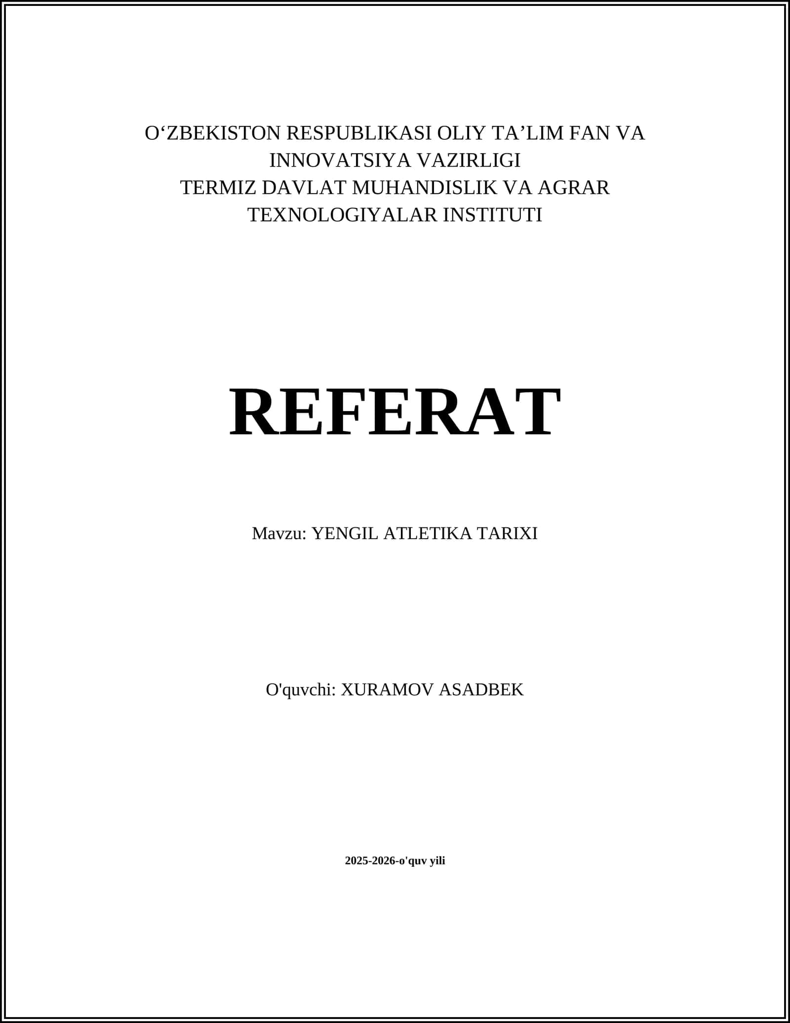 Yengil Atletika Tarixi
