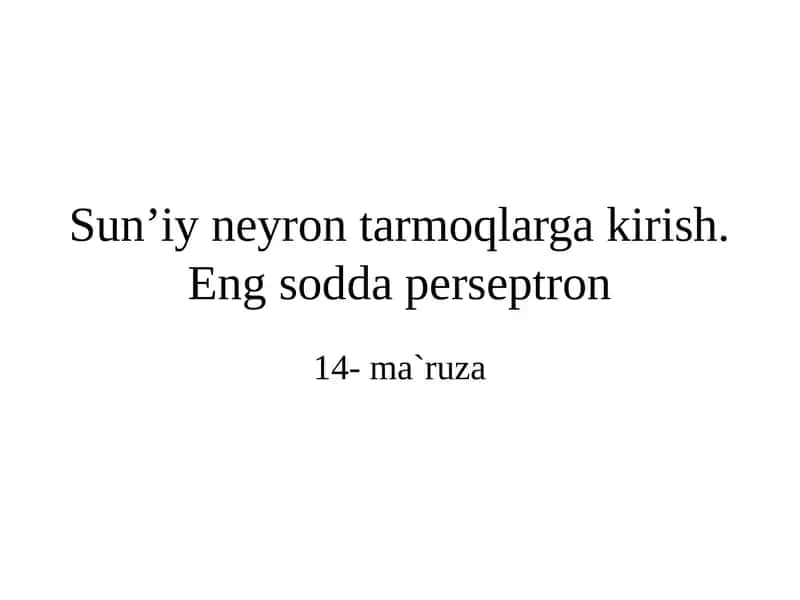 Sunʼiy neyron tarmoqlar