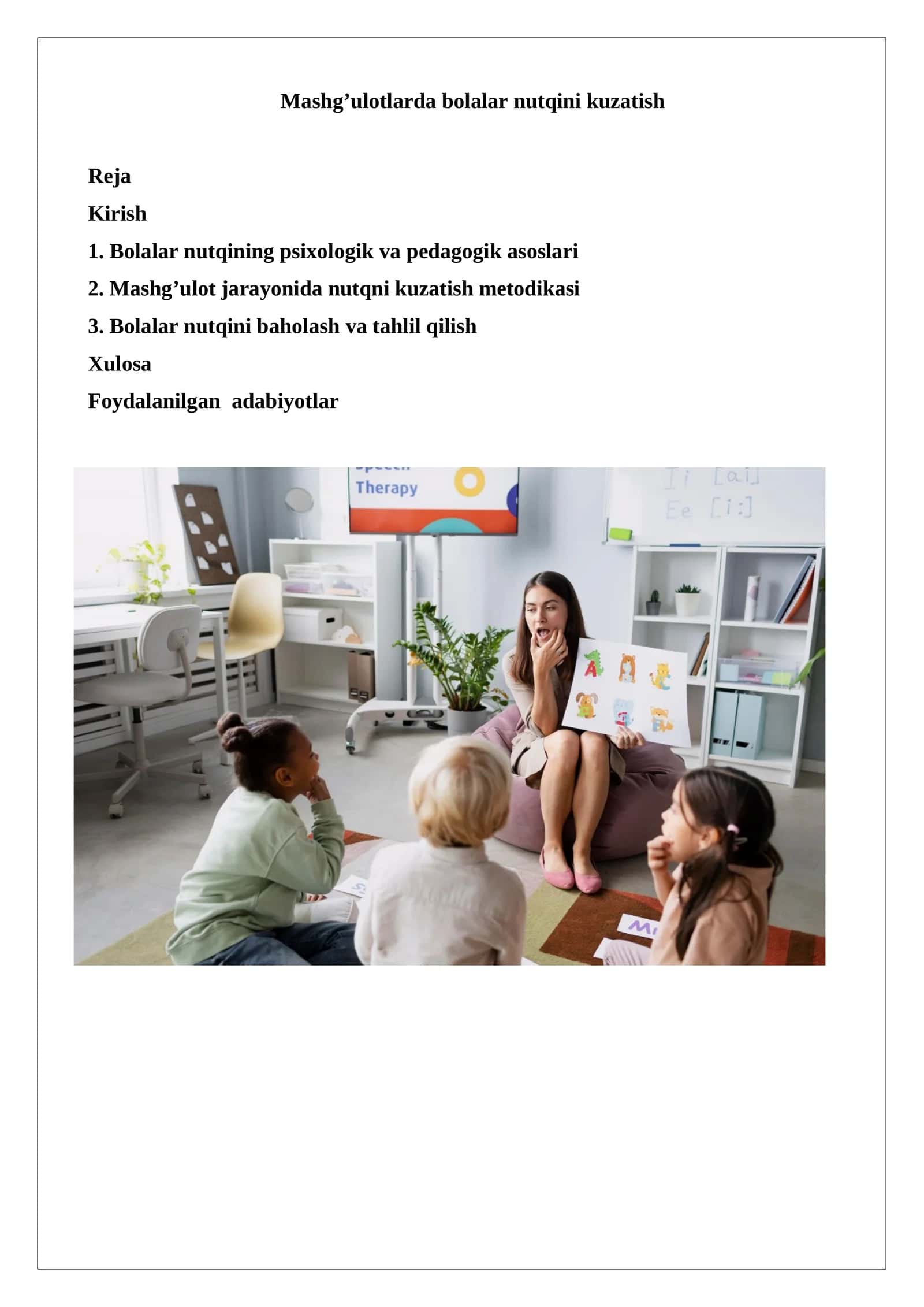 Bolalar Nutqini Kuzatish