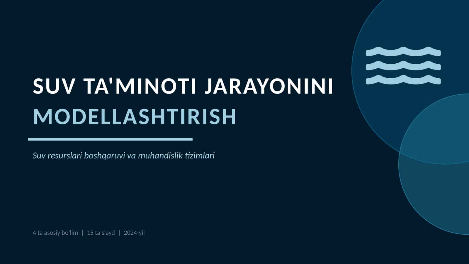 SUV TA'MINOTI JARAYONINI MODELLASHTIRISH