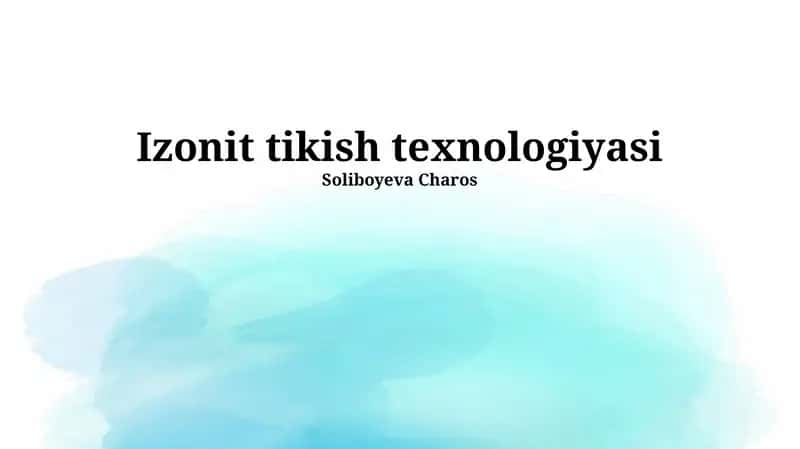 Izonit tikish texnologiyasi