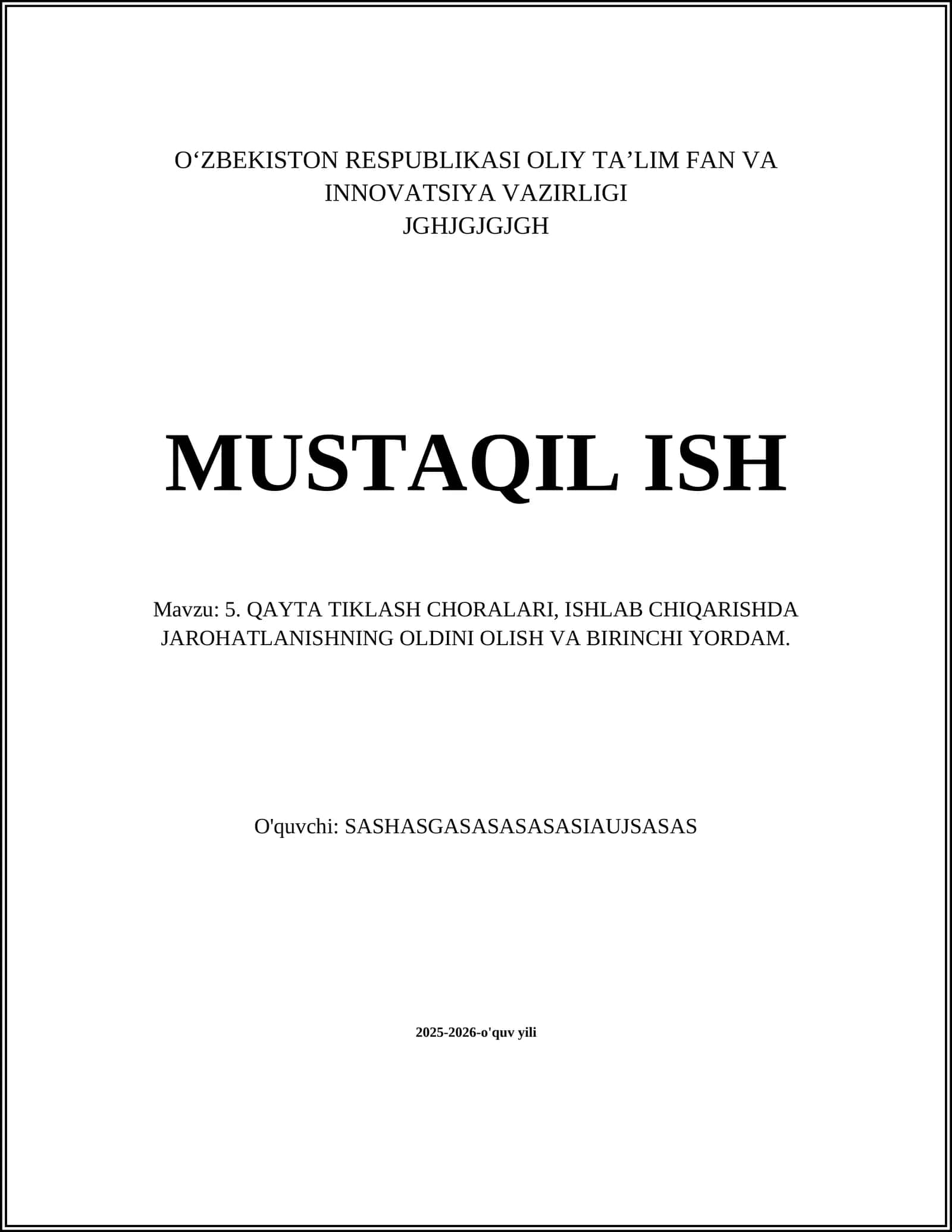 Ish joyida xavf-xatarlarni baholash va boshqarish