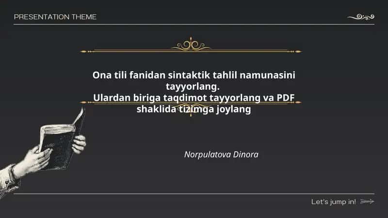 Ona tili fanidan sintaktik tahlil namunasi