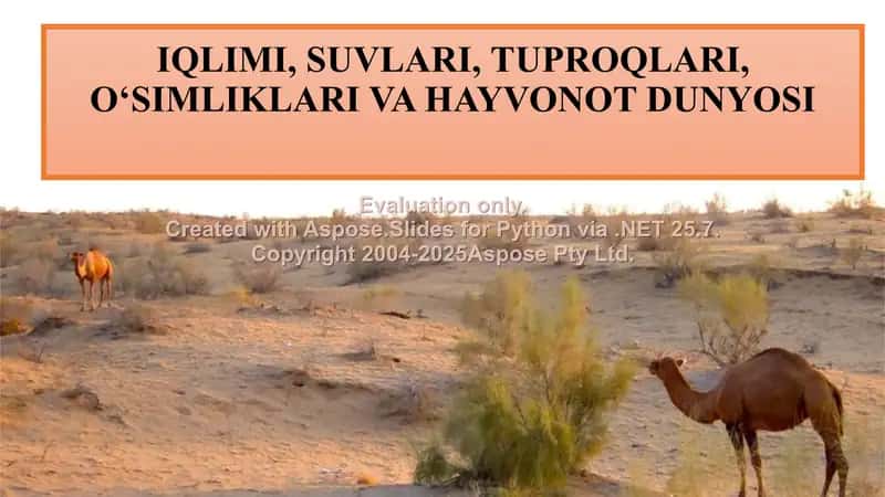 Iqlim, suvlar, tuproqlar, o‘simliklar va hayvonot dunyosi