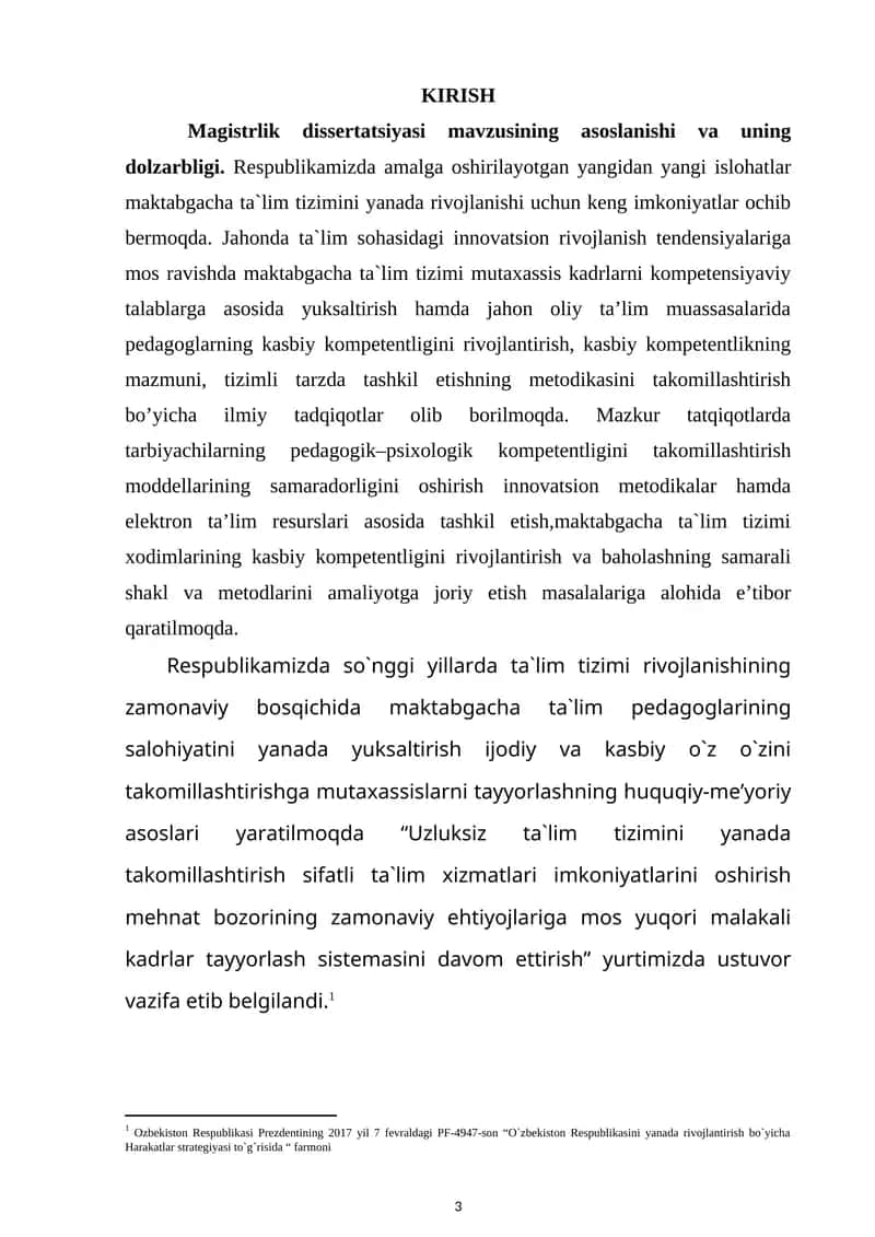 Magistrlik dissertatsiyasi mavzusining asoslanishi va uning dolzаrbligi