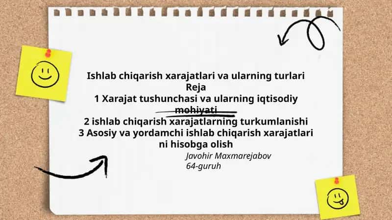 Ishlab chiqarish xarajatlari va ularning turlari