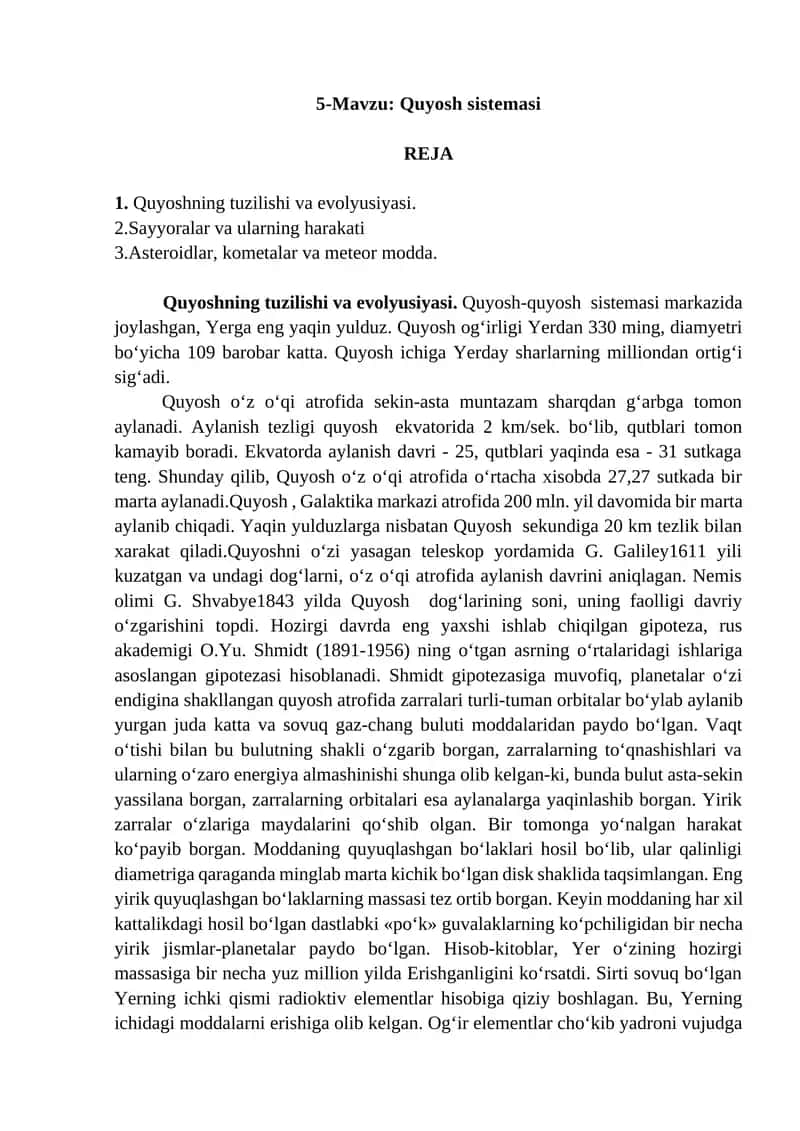Quyosh sistemasi