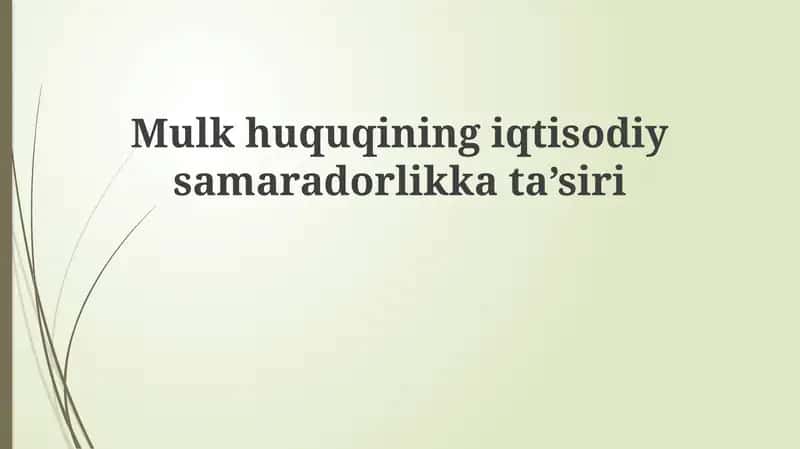 Mulk huquqlari va iqtisodiy samaradorlik: Asosiy tushunchalar