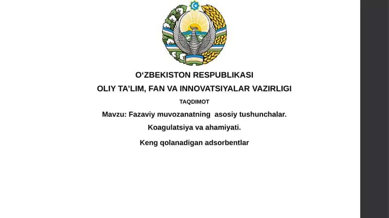 Fazaviy muvozanatning asosiy tushunchalar